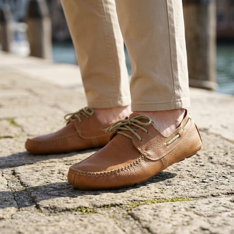 Boat Shoes Sandy Brown barefoot shoes | Tadeevo